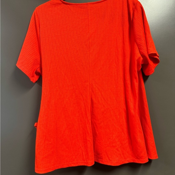 Lane Bryant Top Womens  18/20 reddish coral  Short Sleeve tie on the side wrap - Picture 4 of 4